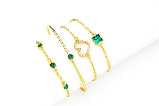 Verdelia Trio – Emerald Accent Bracelet Set